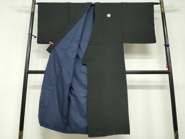 平和屋着物●男性 黒紋付 正絹 逸品 DABF1599ud