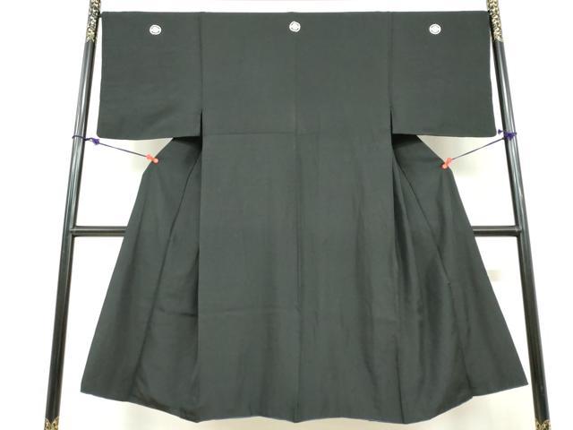 平和屋着物●男性 黒紋付 正絹 逸品 DABF1600ud