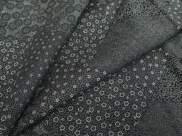 平和屋着物●江戸小紋 切嵌草木文 黒地 洗える着物 DABF1602ud