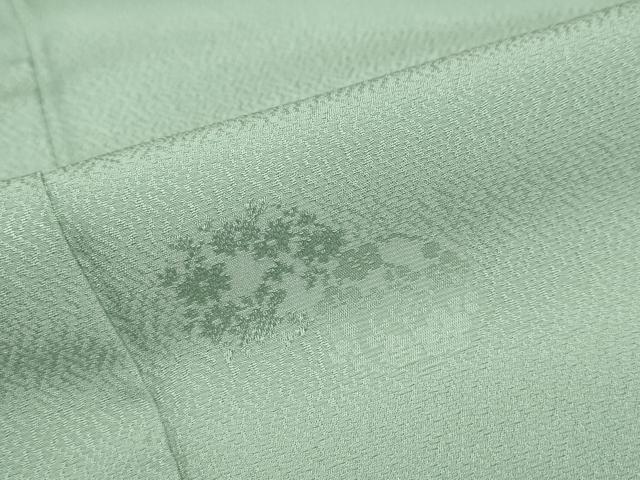 平和屋着物●色無地 草花丸地紋 若葉色 洗える着物 DABF1607ud