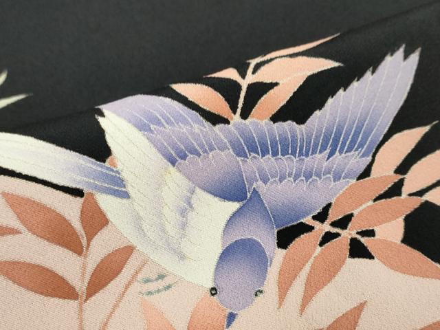 平和屋着物●豪華黒留袖 友禅 作家物 花鳥文 正絹 逸品 DABF1610ud