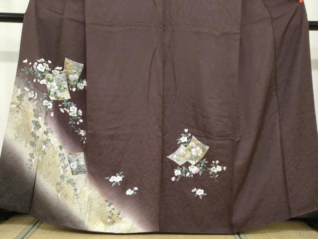 平和屋着物●訪問着 色紙重ね草花文 暈し染め 金銀彩 さが美扱い 正絹 逸品 DABF1625ud