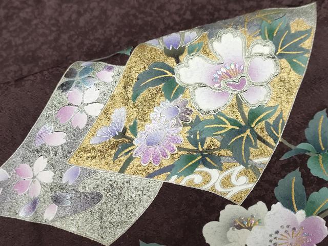 平和屋着物●訪問着 色紙重ね草花文 暈し染め 金銀彩 さが美扱い 正絹 逸品 DABF1625ud