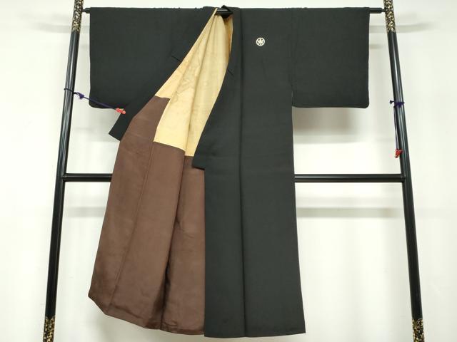 平和屋着物●男性 黒紋付 正絹 逸品 DABF1627ud
