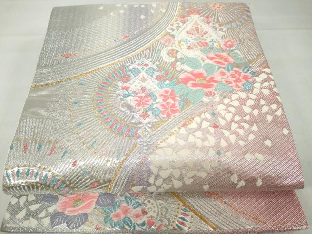 平和屋着物◎六通柄袋帯 唐織 草花文 金銀糸 正絹 逸品 DABF1629ud