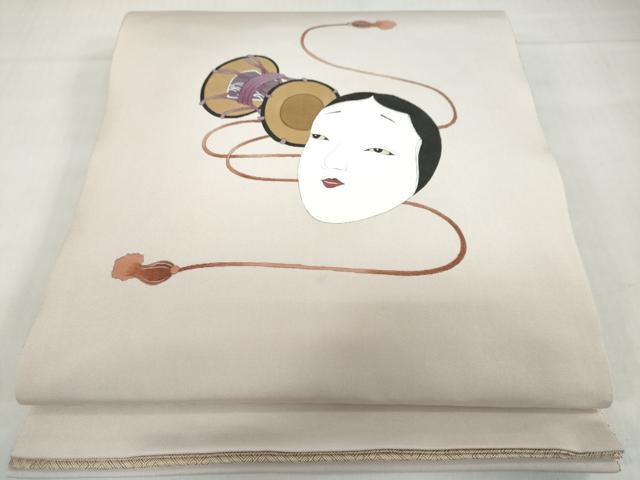 平和屋着物◎創作 塩瀬 太鼓柄袋帯 能面鼓文 正絹 逸品 DABF1636ud