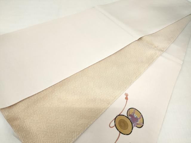 平和屋着物◎創作 塩瀬 太鼓柄袋帯 能面鼓文 正絹 逸品 DABF1636ud