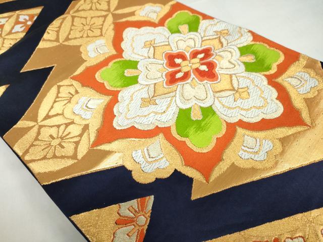 平和屋着物◎六通柄袋帯 唐織 松皮菱花文 金銀糸 正絹 逸品 DABF1637ud
