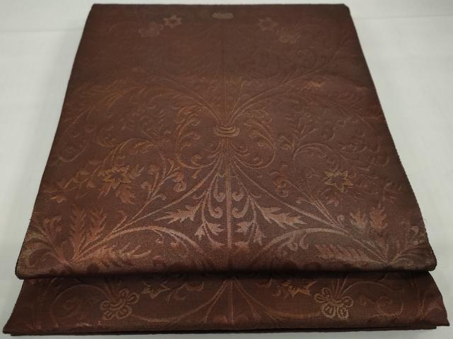 平和屋着物◎六通柄袋帯 更紗花唐草文 正絹 逸品 DABF1638ud
