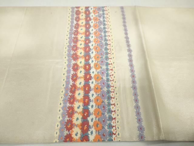 平和屋着物◎太鼓柄袋帯 横段花文 正絹 逸品 DABF1642ud