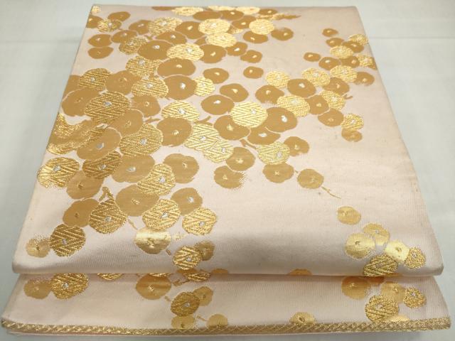 平和屋着物◎六通柄袋帯 枝花文 金銀糸 正絹 逸品 DABF1672ud