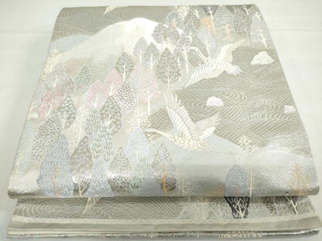 平和屋着物◎六通柄袋帯 北山 二重箔錦 銀糸 正絹 逸品 DABF1687ud