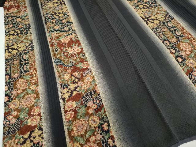 平和屋着物●上質な小紋 更紗花間道 暈し染め 正絹 逸品 DABF1721ud