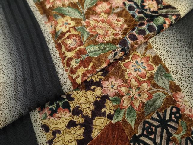 平和屋着物●上質な小紋 更紗花間道 暈し染め 正絹 逸品 DABF1721ud