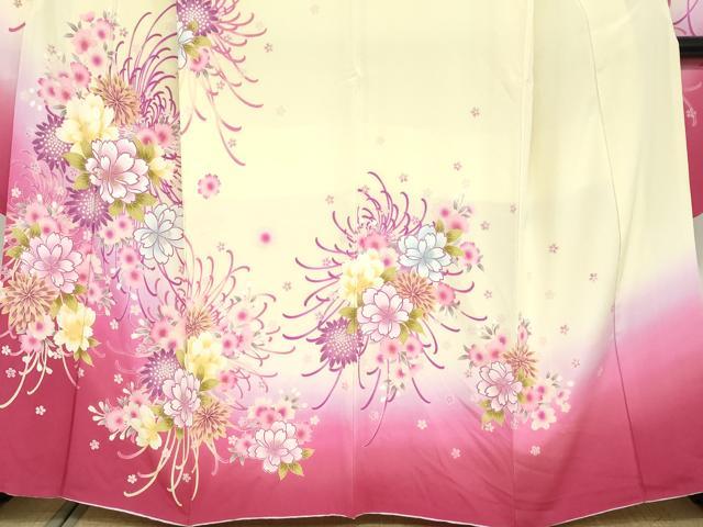 平和屋着物●豪華振袖 刺繍 草花文 暈し染め 金彩 正絹 逸品 DABF1728ud