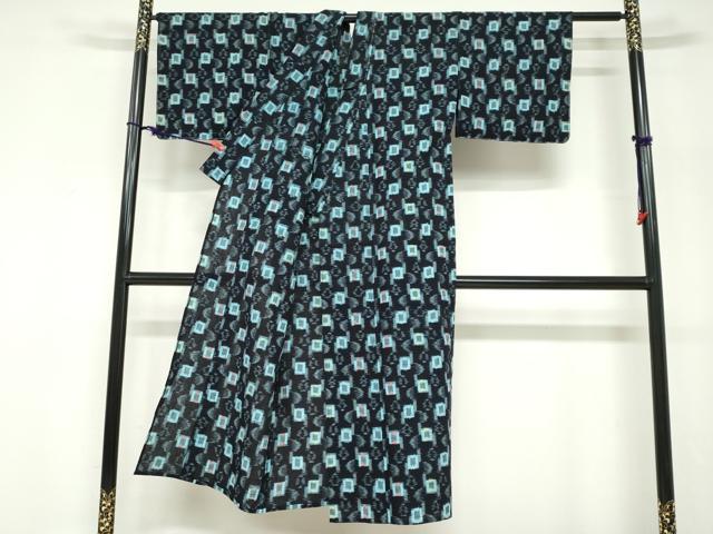 平和屋着物●久留米絣 単衣 抽象文様 綿 逸品 DABF1729ud