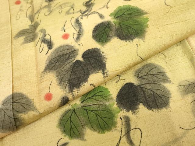 平和屋着物●訪問着 紬地 手描き 蔦の葉文 正絹 逸品 未使用 DABF1730ud