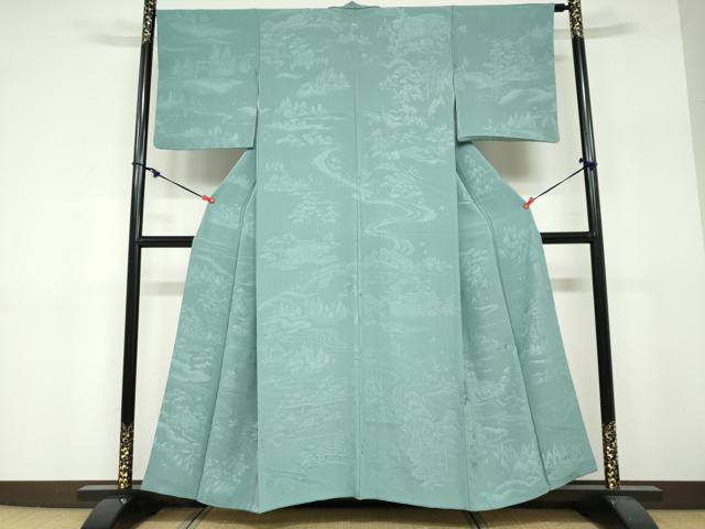 平和屋着物●無地絵羽訪問着 京洛全通図 千草色 さが美扱い 正絹 逸品 DABF1732ud
