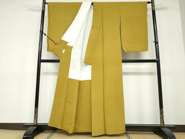 平和屋着物●上質な色無地 作家物 芥子色 正絹 逸品 DABF1733ud