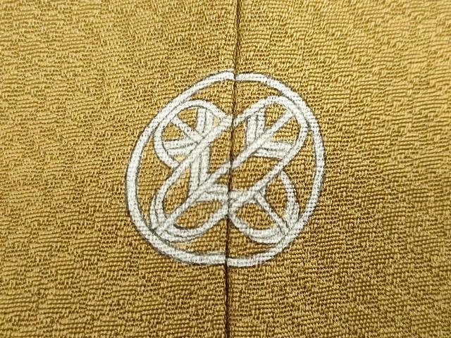 平和屋着物●上質な色無地 干割れ地紋 黄橡色 三越扱い 正絹 逸品 DABF1734ud