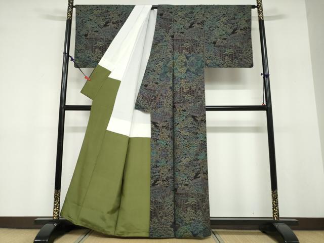 平和屋着物●都喜ヱ門 本場大島紬 9マルキ 樹林風景文 藤絹織物謹製 正絹 逸品 DABF1741ud