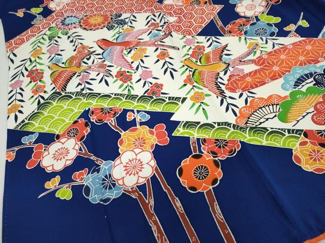 平和屋着物●豪華振袖 型染 花鳥文 正絹 逸品 DABF1751ud