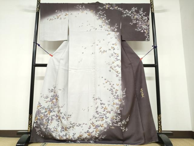平和屋着物●皇室デザイナー 中村乃武夫 訪問着 枝葉文 暈し染め 金彩 やまと誂製 正絹 逸品 DABF1754ud