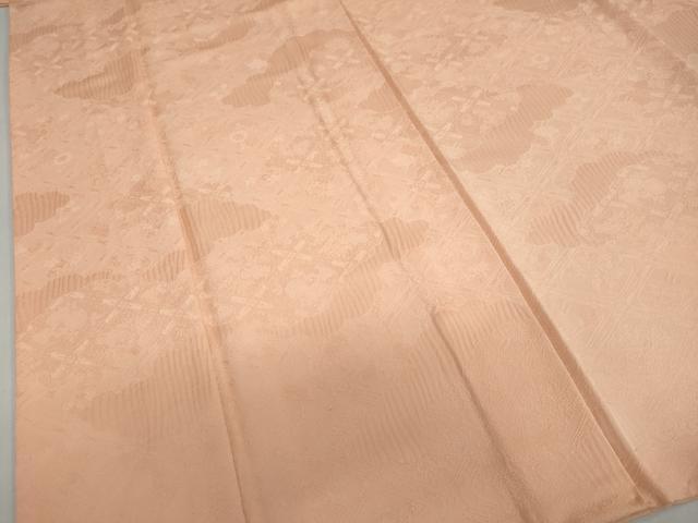 平和屋着物●上質な色無地 雲霞草花地紋 深支子色 正絹 逸品 DABF1756ud