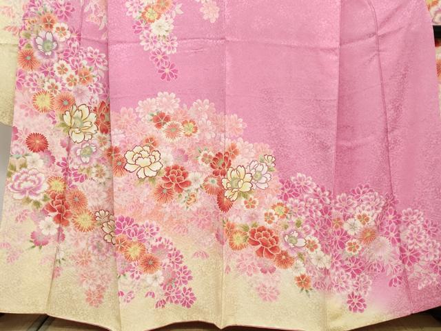 平和屋着物●豪華振袖 駒刺繍 草花文 暈し染め 正絹 逸品 DABF1760ud