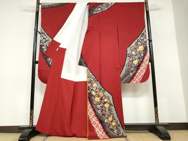 平和屋着物●ブライダルファッションデザイナー・桂由美 振袖 駒刺繍 絞り 道長草花文 正絹 逸品 DABF1761ud