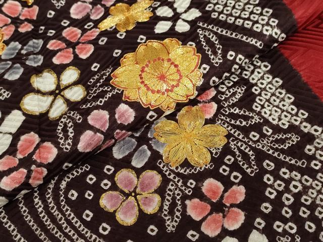 平和屋着物●ブライダルファッションデザイナー・桂由美 振袖 駒刺繍 絞り 道長草花文 正絹 逸品 DABF1761ud