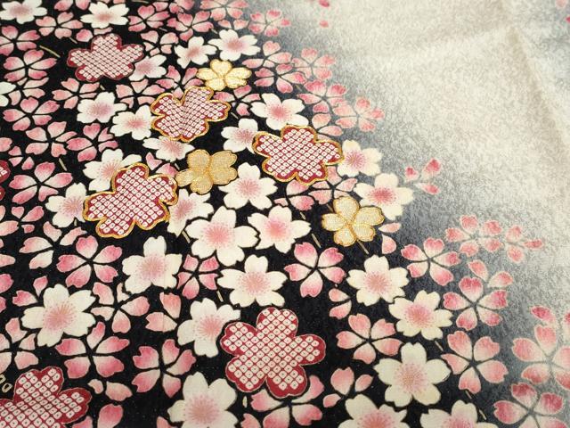 平和屋着物●豪華振袖 駒刺繍 枝垂れ桜文 金彩 銀通し地 正絹 逸品 DABF1764ud