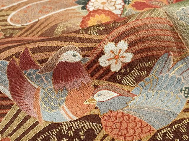 平和屋着物●訪問着 流水花鳥文 暈し染め 金彩 正絹 逸品 DABF1767ud