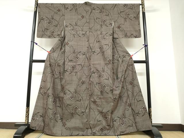平和屋着物●本場大島紬 7マルキ 草花文 正絹 逸品 DABF1768ud