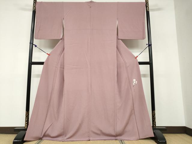 平和屋着物●染色作家 安達華生 色無地 霞地紋 薄葡萄色 正絹 逸品 DABF1769ud