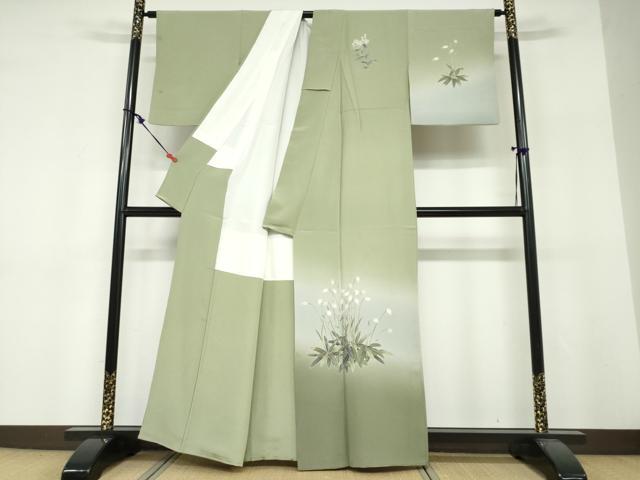 平和屋着物●十日町 加賀草木友禅の第一人者 田村哲彦 訪問着 草花文 暈し染め 正絹 逸品 DABF1773ud