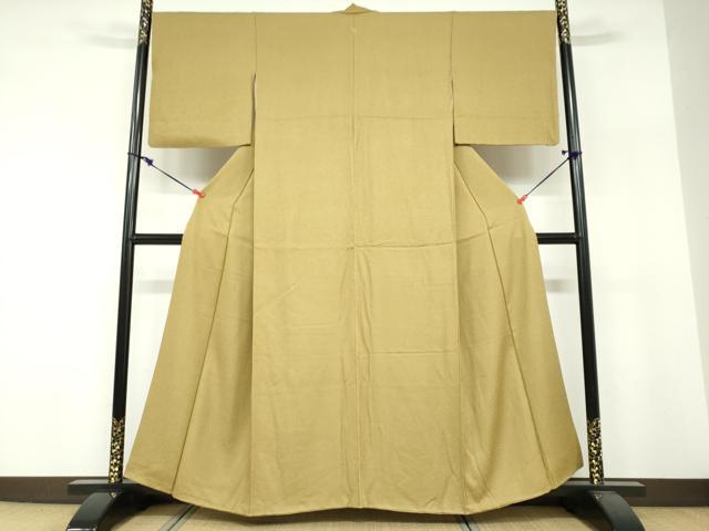 平和屋着物●上質な色無地 干割れ地紋 桑染色 正絹 逸品 DABF1774ud