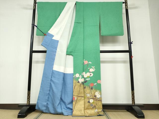 平和屋着物●色留訪問着 草花文 金彩 正絹 逸品 DABF1776ud