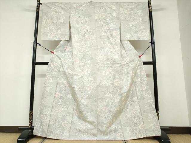 平和屋着物●本場大島紬 白大島 9マルキ 120亀甲 雲取り草花文 正絹 逸品 DABF1780ud