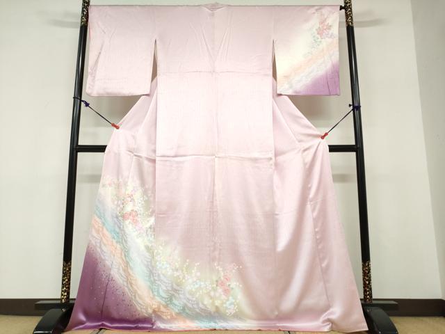 平和屋着物●訪問着 駒刺繍 楽器草花文 暈し染め 金銀彩 正絹 逸品 DABF1784ud