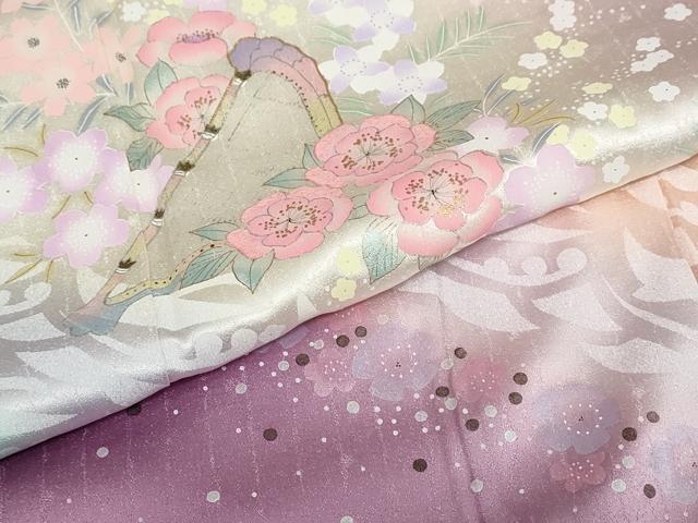 平和屋着物●訪問着 駒刺繍 楽器草花文 暈し染め 金銀彩 正絹 逸品 DABF1784ud