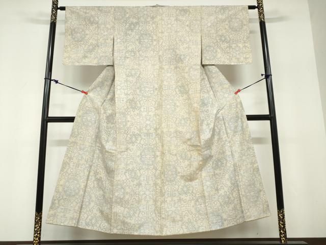 平和屋着物●本場大島紬 白大島 抽象文様 正絹 逸品 DABF1785ud