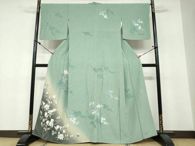 平和屋着物●十日町友禅作家 阿部佳雪 訪問着 枝花文 暈し染め 正絹 逸品 未使用 DABF1786ud