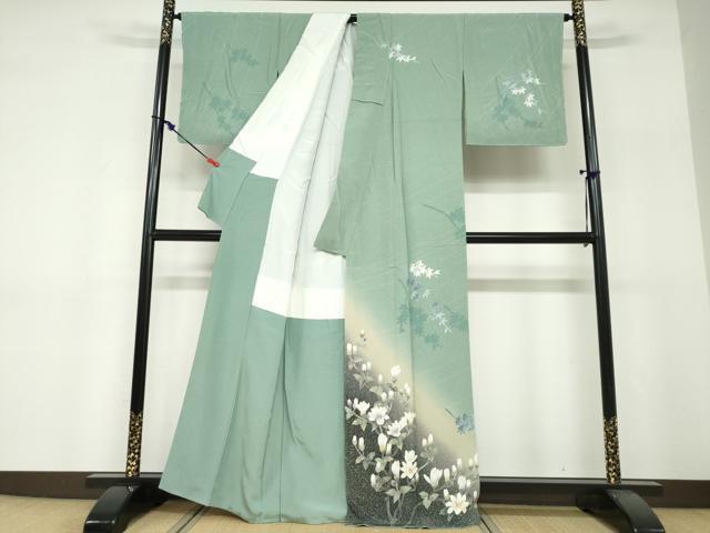 平和屋着物●十日町友禅作家 阿部佳雪 訪問着 枝花文 暈し染め 正絹 逸品 未使用 DABF1786ud