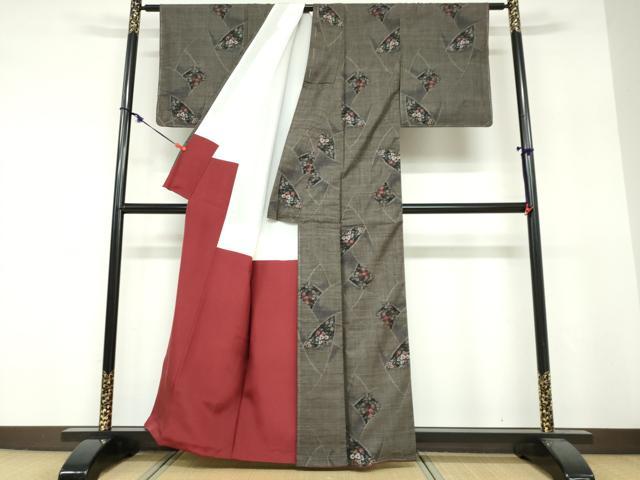 平和屋着物●本場大島紬 9マルキ 総絣 草花文 正絹 逸品 未使用 DABF1788ud
