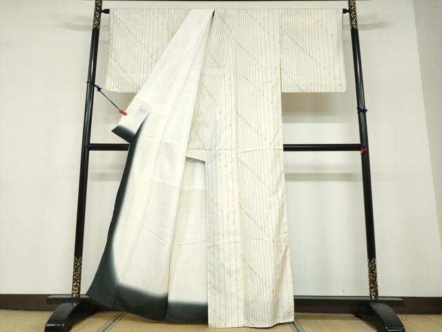 平和屋着物●本場大島紬 白大島 名匠たかし 9マルキ 変わり縞 証紙付き 正絹 逸品 DABF1789ud