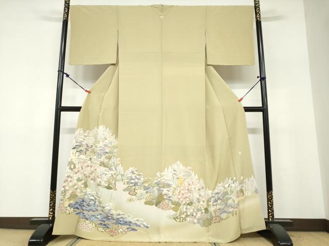 平和屋着物●豪華色留袖 友禅 作家物 風景草花文 暈し染め 正絹 逸品 DABF1794ud