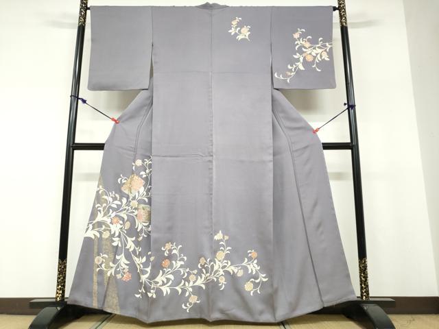 平和屋着物●訪問着 更紗花唐草文 金彩 阪急百貨店扱い 正絹 逸品 DABF1808ud