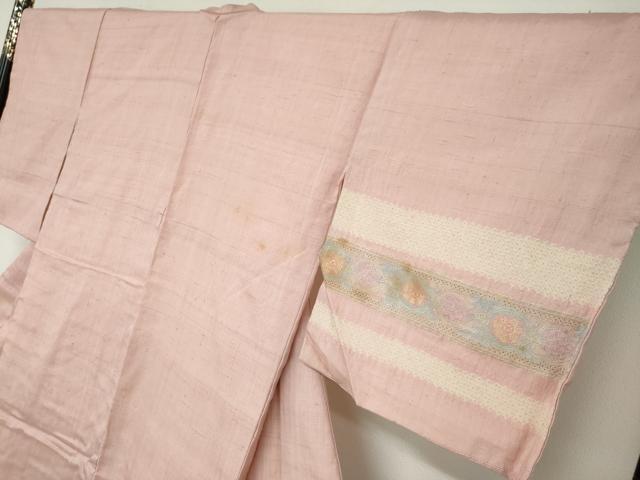 平和屋着物●中国三大刺繍 スワトウ刺繍 汕頭刺繍 訪問着 紬地 絞り 横段草花文 正絹 逸品 DABF1809ud