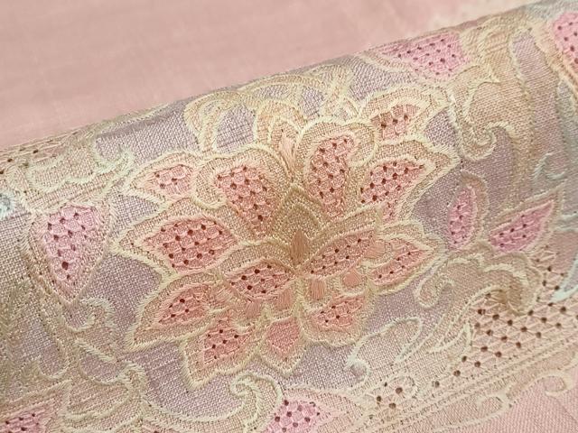 平和屋着物●中国三大刺繍 スワトウ刺繍 汕頭刺繍 訪問着 紬地 絞り 横段草花文 正絹 逸品 DABF1809ud
